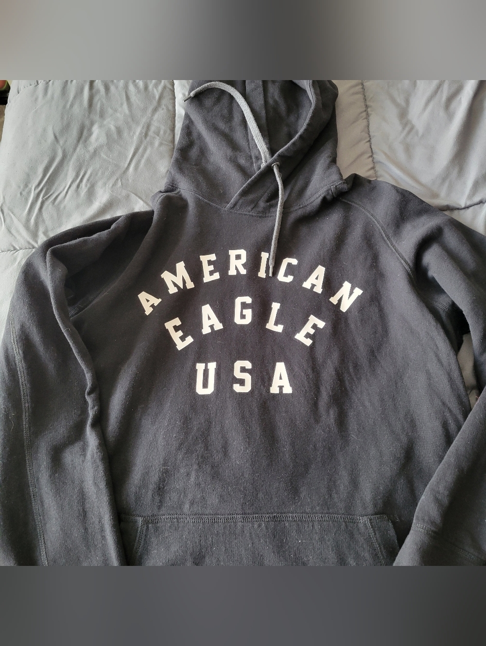 American Eagle Outfitters Black & Gray Hooded Sweatshirt